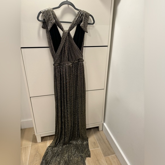 RACHEL ZOE X EXPRESS BLACK METALLIC TIE SHOULDER MAXI DRESS - Picture 6 of 7